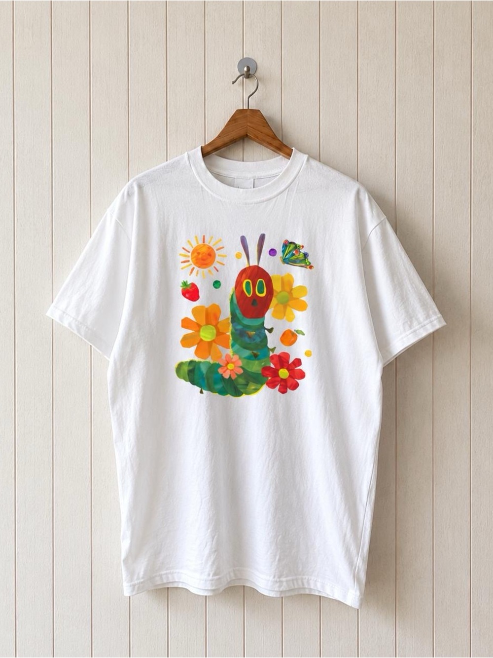 The Very Hungry Caterpillar White Graphic Tee Colorful Unisex Shirt